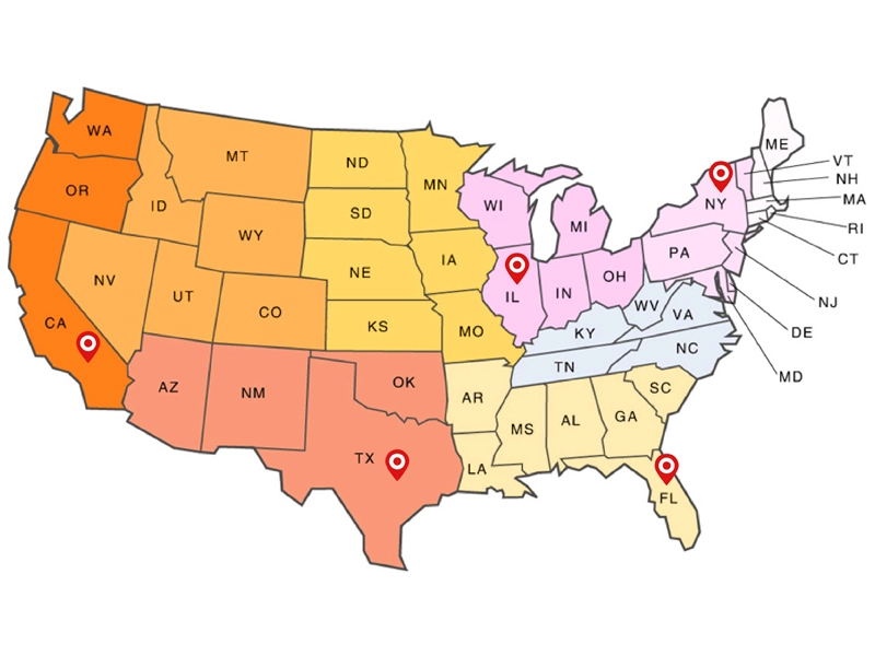 Mehrere Verkaufs zentren in den USA